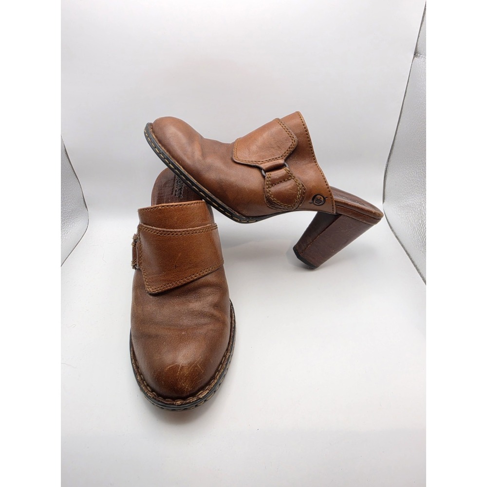 Born Clog Mule Heel Shoes Womens 8 M 39 Brown Leather Boho‎ Rustic Western Folk